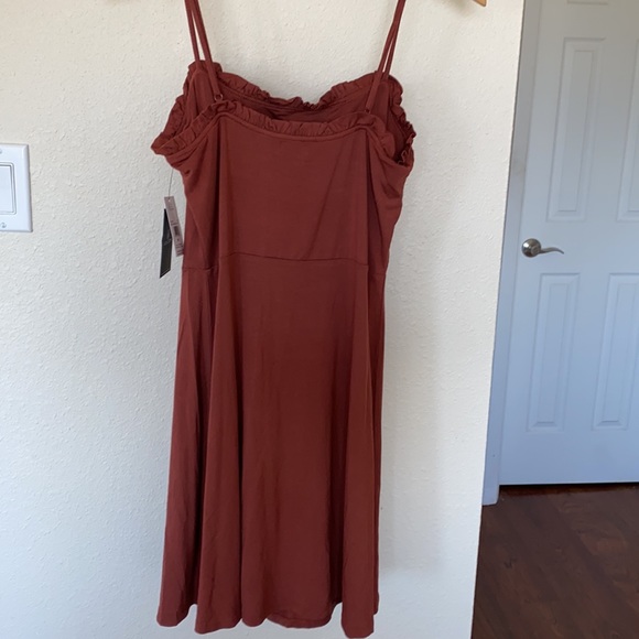 NWT Volcom Ruffle Trim Orange Dress - Picture 4 of 6